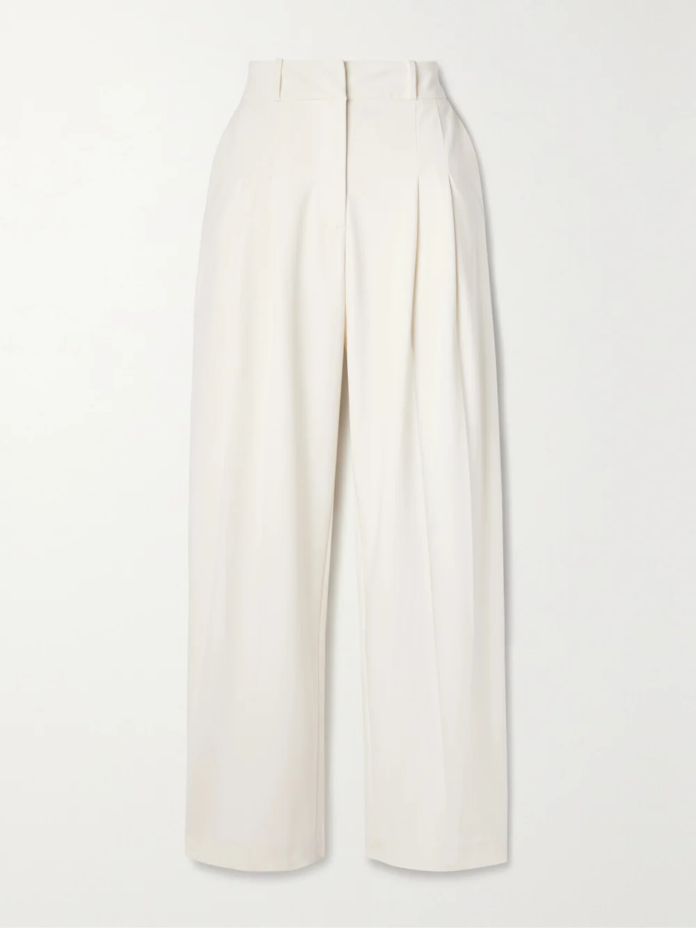 Veronica Beard Lagarde Pleated Crepe Wide-leg Pants in off-white