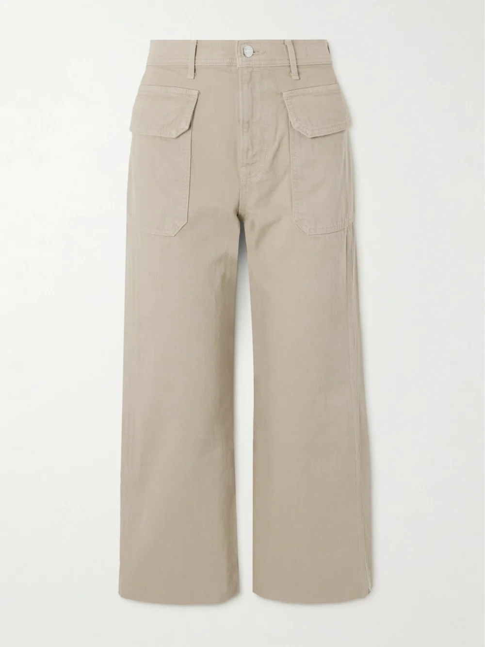 Veronica Beard Taylor Cropped High-rise Wide-leg Jeans in ecru