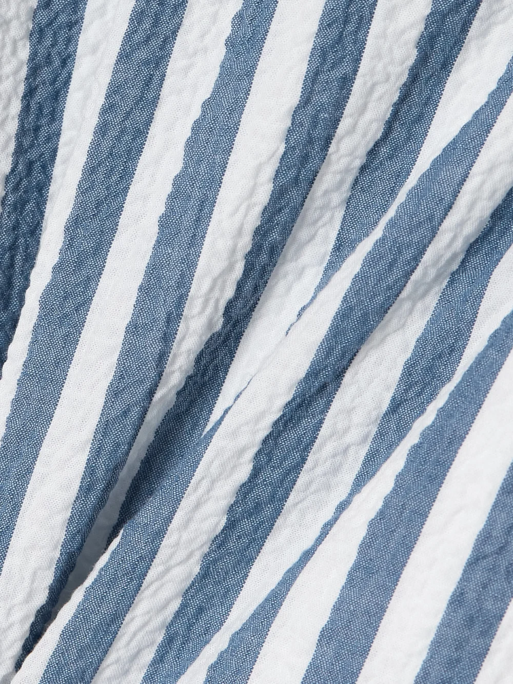 Close-up detail of the Veronica Beard Tijana Cotton-blend Seersucker Shorts