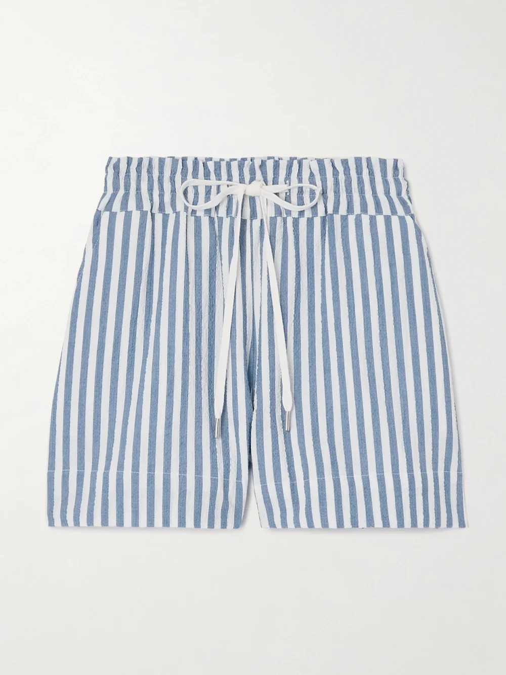 Veronica Beard Tijana Cotton-blend Seersucker Shorts in blue