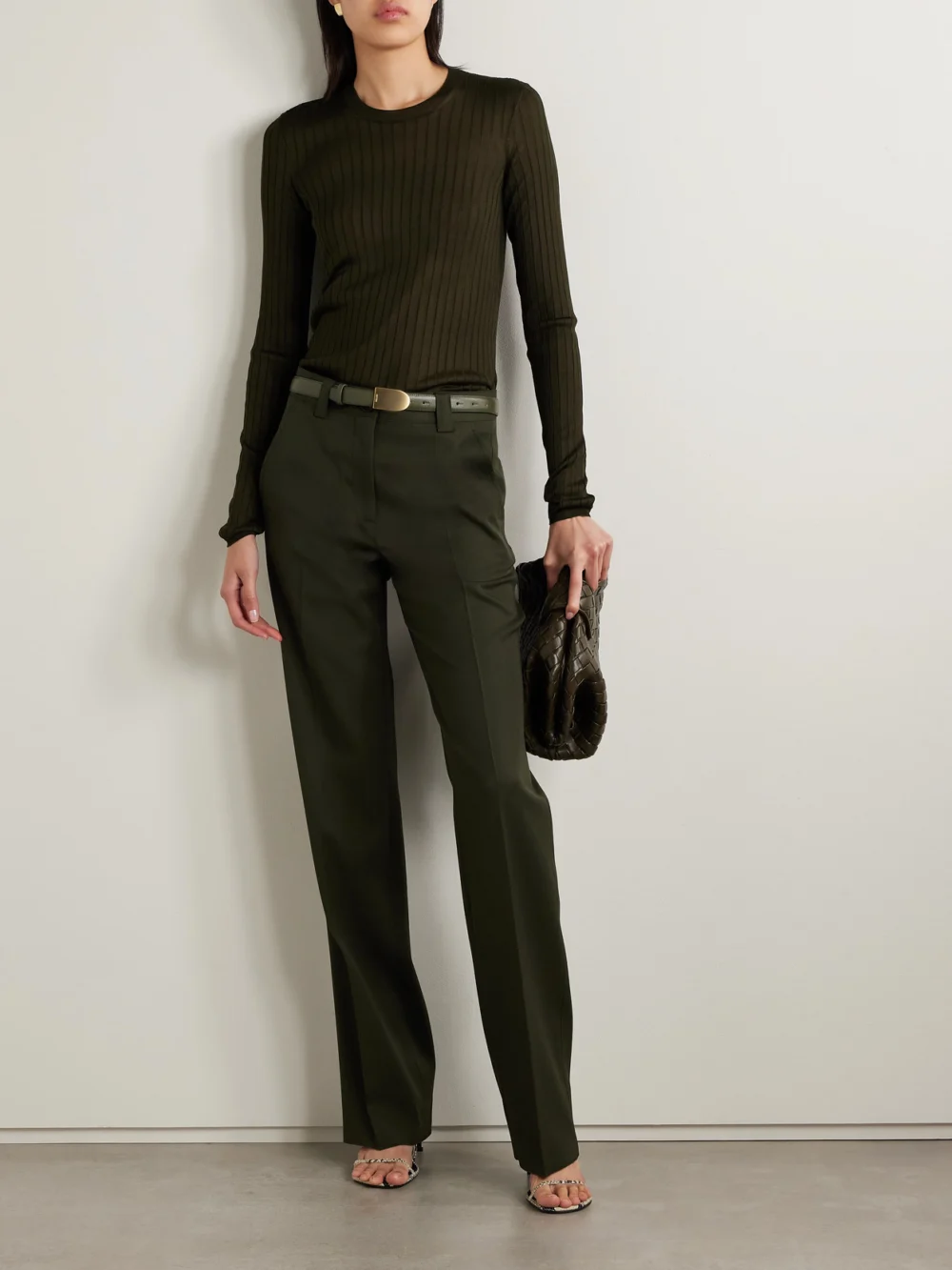 Veronica de Piante Elena Ribbed Silk-crepe Sweater, worn by a model