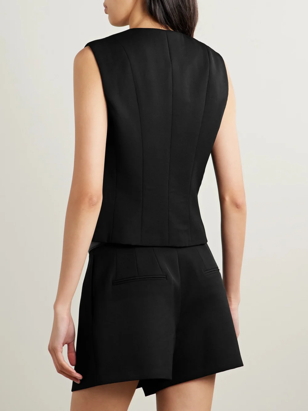 Back view of the Veronica de Piante Robie Embroidered Grain De Poudre Wool Vest