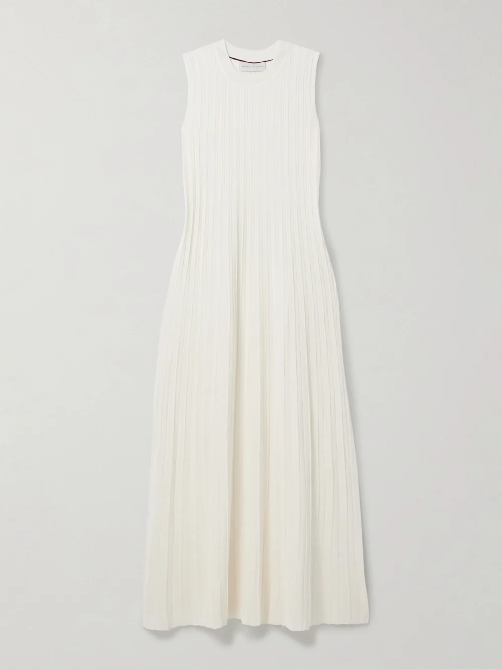 Veronica de Piante Zeta Ribbed-knit Silk Midi Dress in off-white