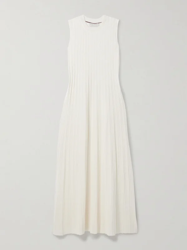 Veronica de Piante Zeta Ribbed-knit Silk Midi Dress