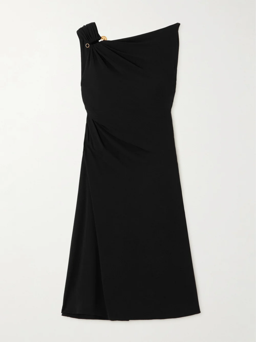 Versace Embellished Draped Crepe-jersey Mini Dress in black