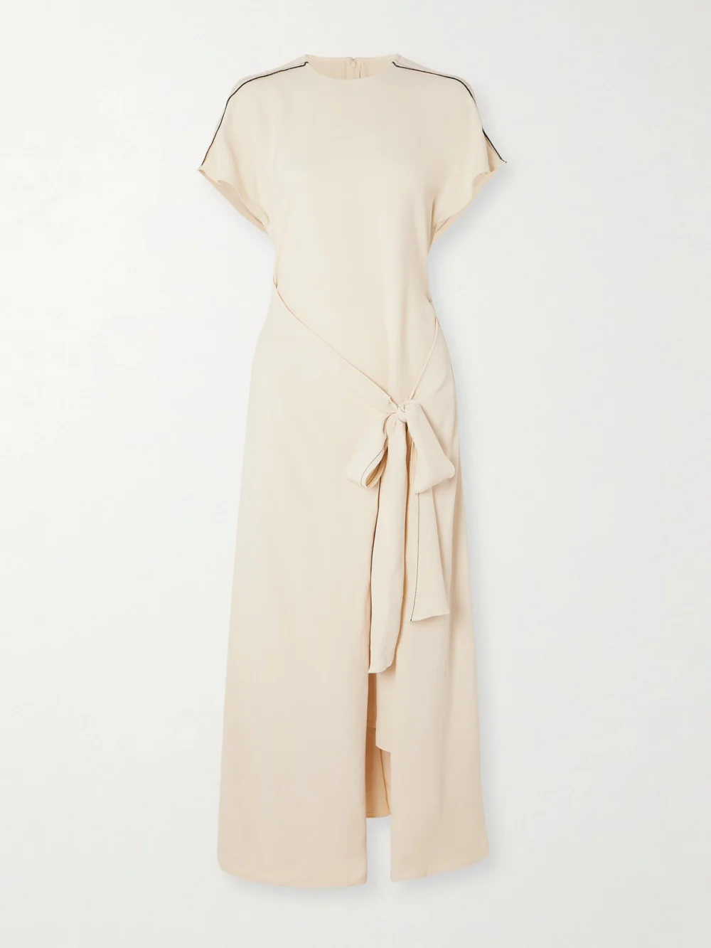 Victoria Beckham Asymmetric Tie-detailed Cady Midi Dress in cream