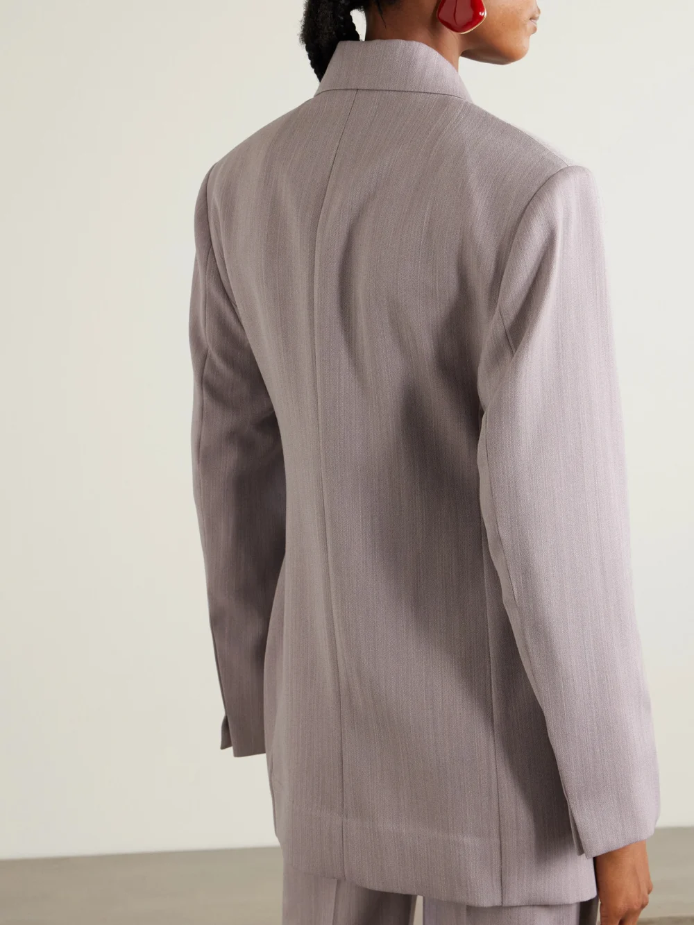 Back view of the Victoria Beckham Belted Textured-wool Blazer