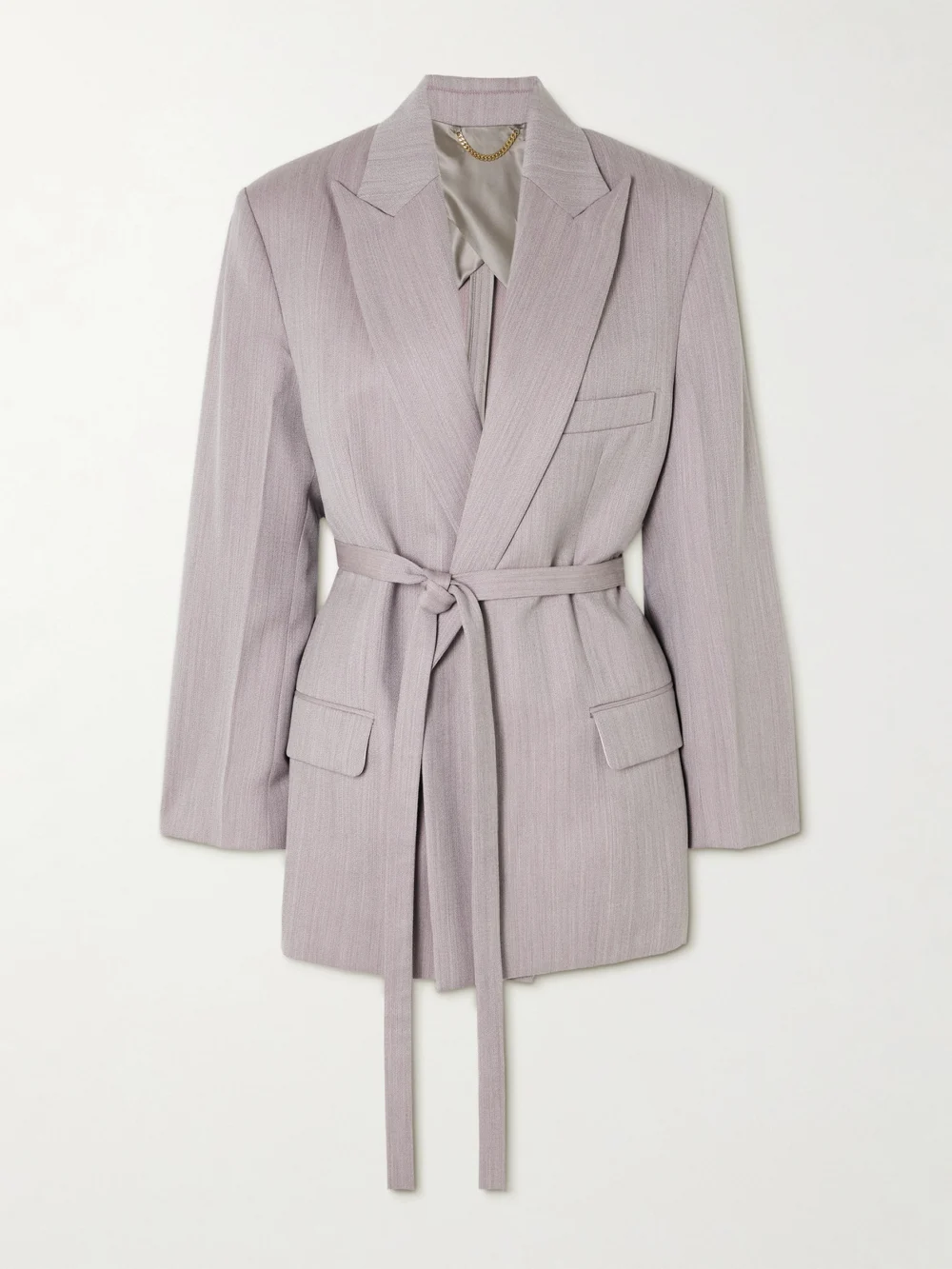 Victoria Beckham Belted Textured-wool Blazer in gray