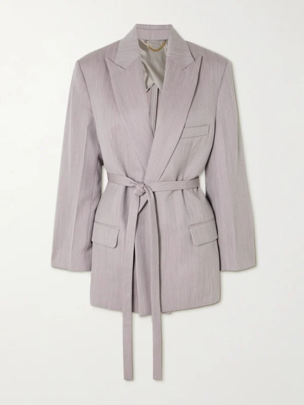 Victoria Beckham Belted Textured-wool Blazer