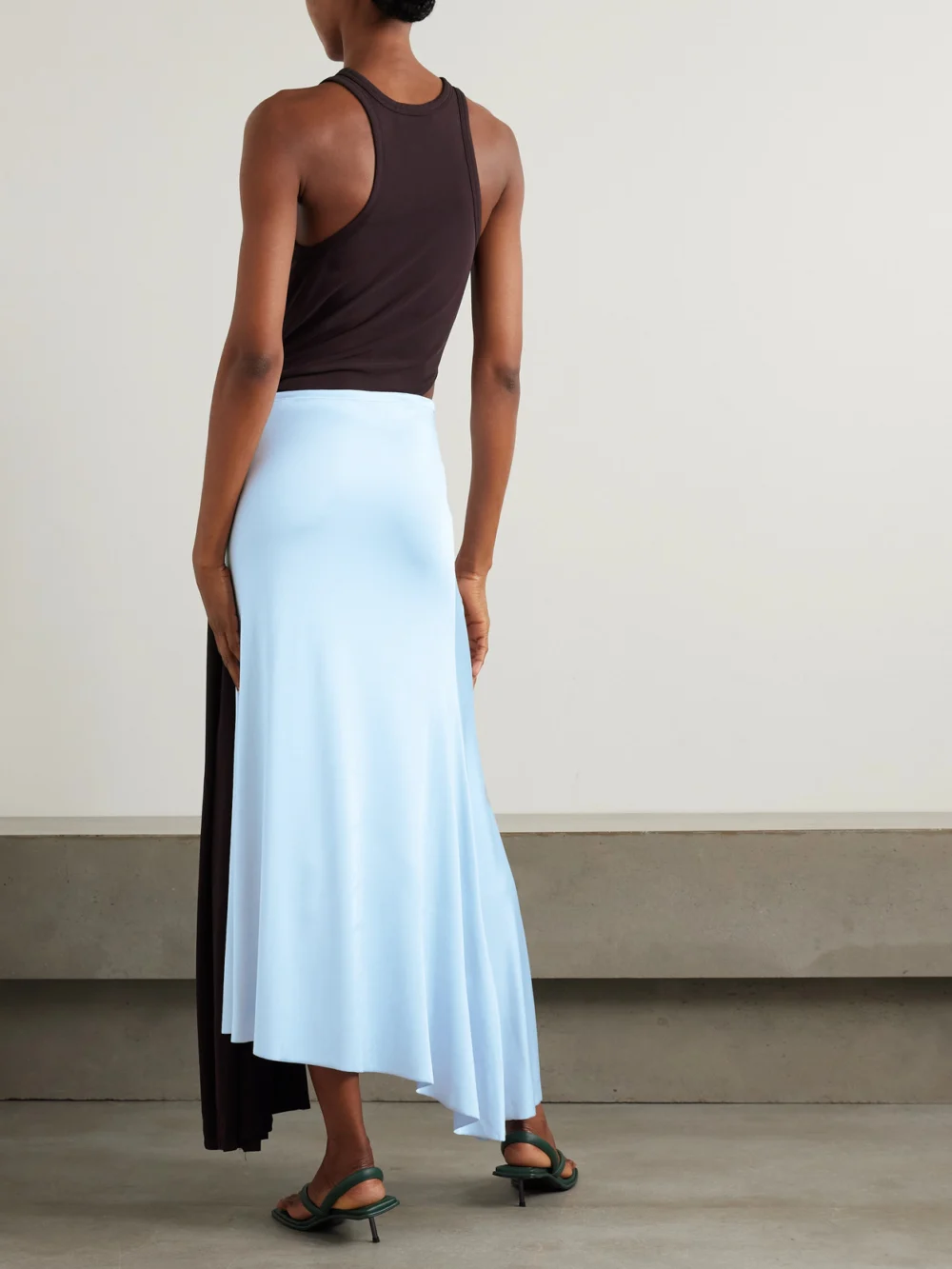 Back view of the Victoria Beckham Embellished Two-tone Cutout Jersey Midi Dress
