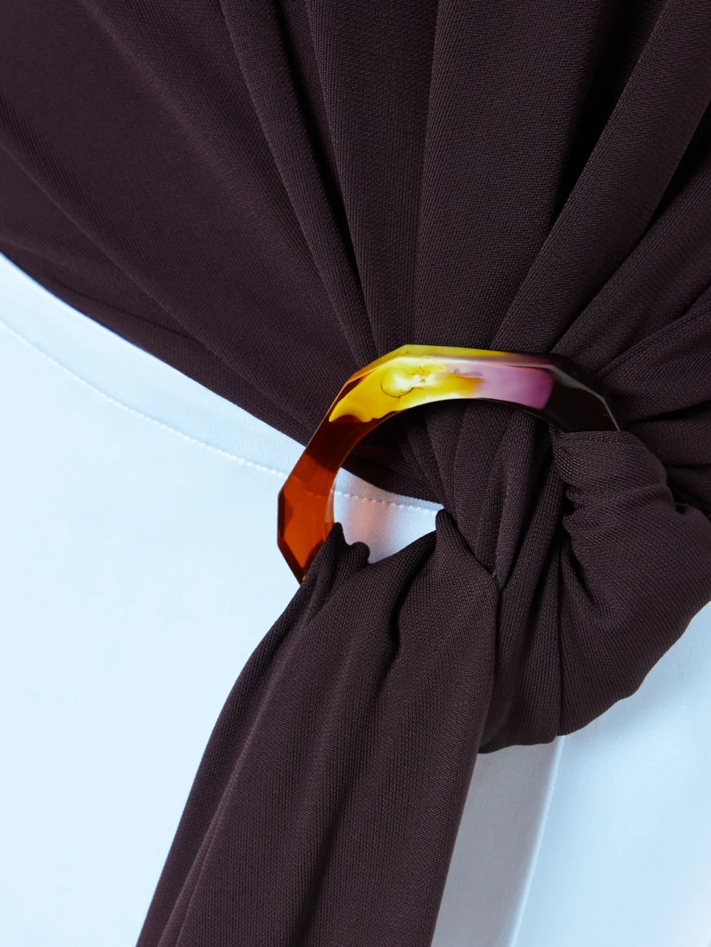Close-up detail of the Victoria Beckham Embellished Two-tone Cutout Jersey Midi Dress