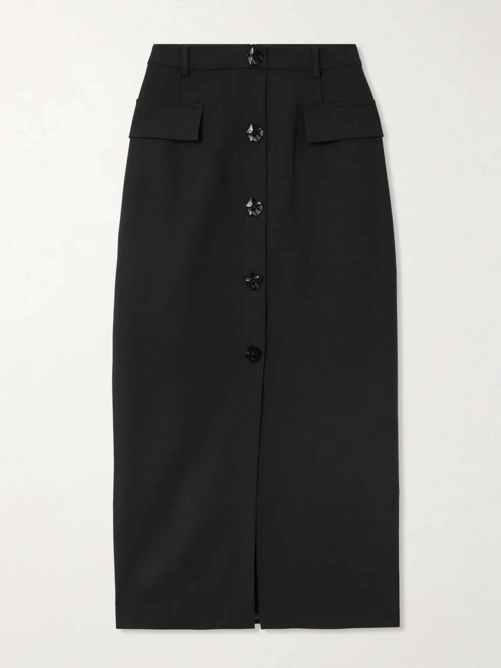 Violante Nessi Adassa Button-embellished Wool-blend Maxi Skirt in black