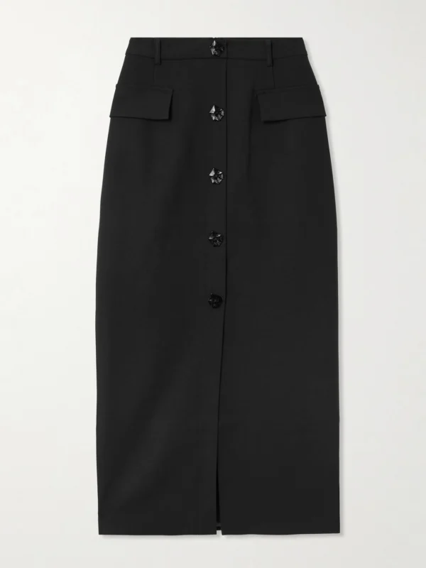Violante Nessi Adassa Button-embellished Wool-blend Maxi Skirt