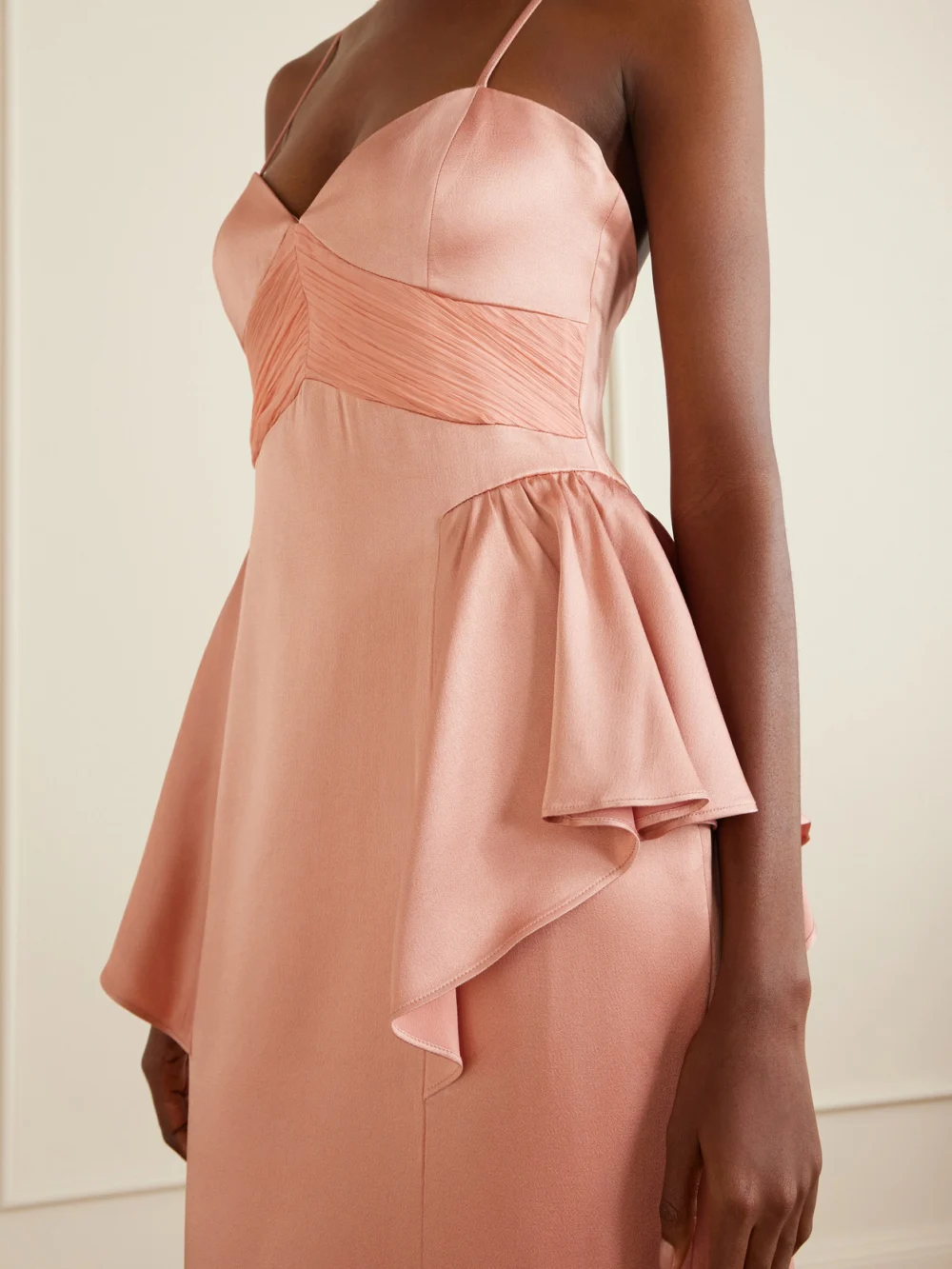 Close-up detail of the Violante Nessi Newton Scarf-detailed Silk Crepon-trimmed Cady Gown
