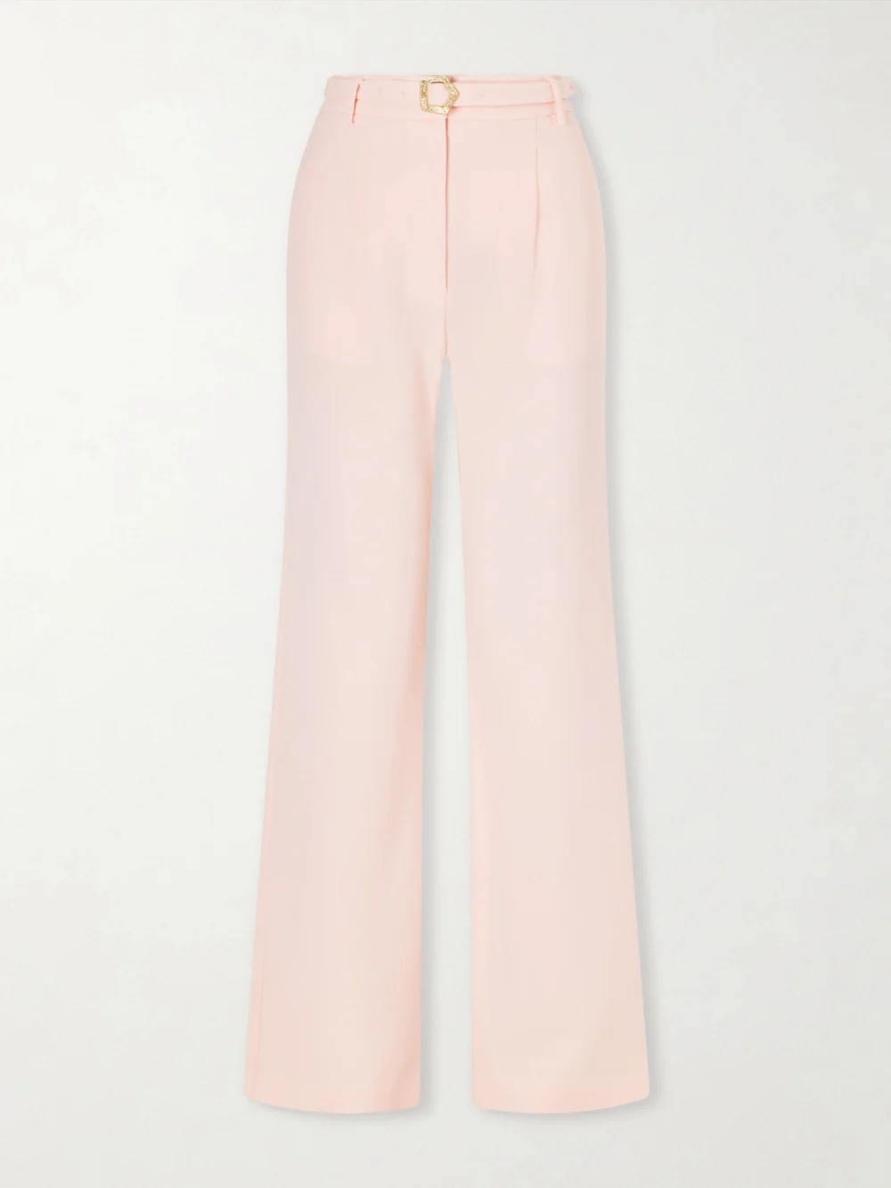 Violante Nessi Rota Belted Pleated Wool-crepe Straight-leg Pants in pink