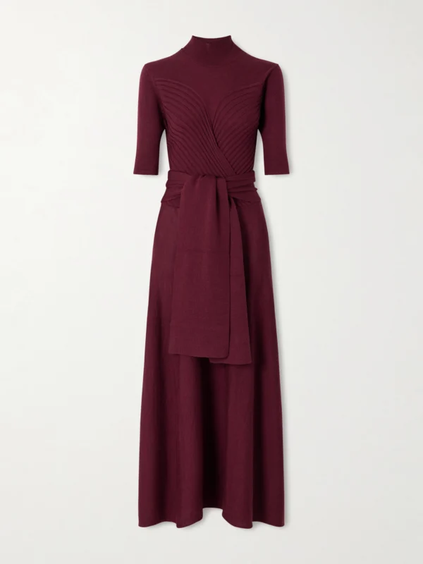 Violante Nessi Takashi Tie-detailed Ribbed Merino Wool Midi Dress