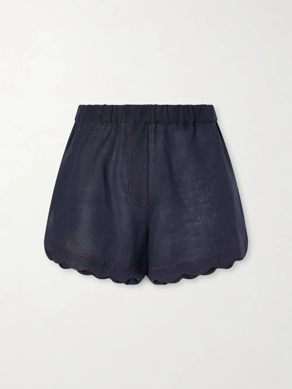 Vita Kin Gatsby Scalloped Broderie Anglaise-trimmed Linen Shorts in navy