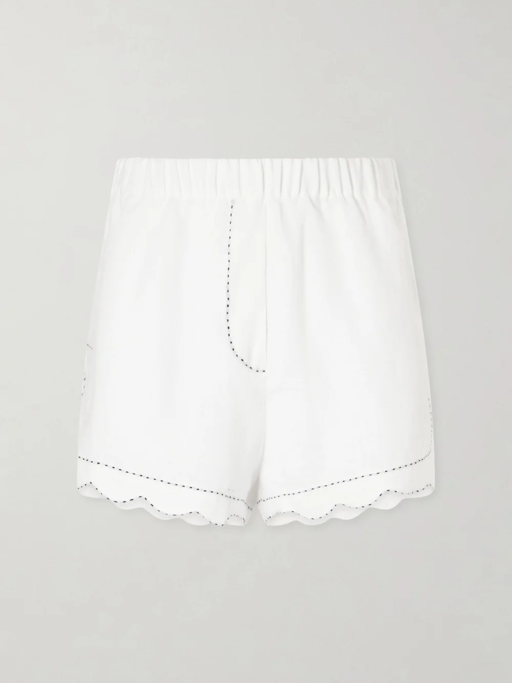 Vita Kin Gatsby Scalloped Broderie Anglaise-trimmed Linen Shorts in white