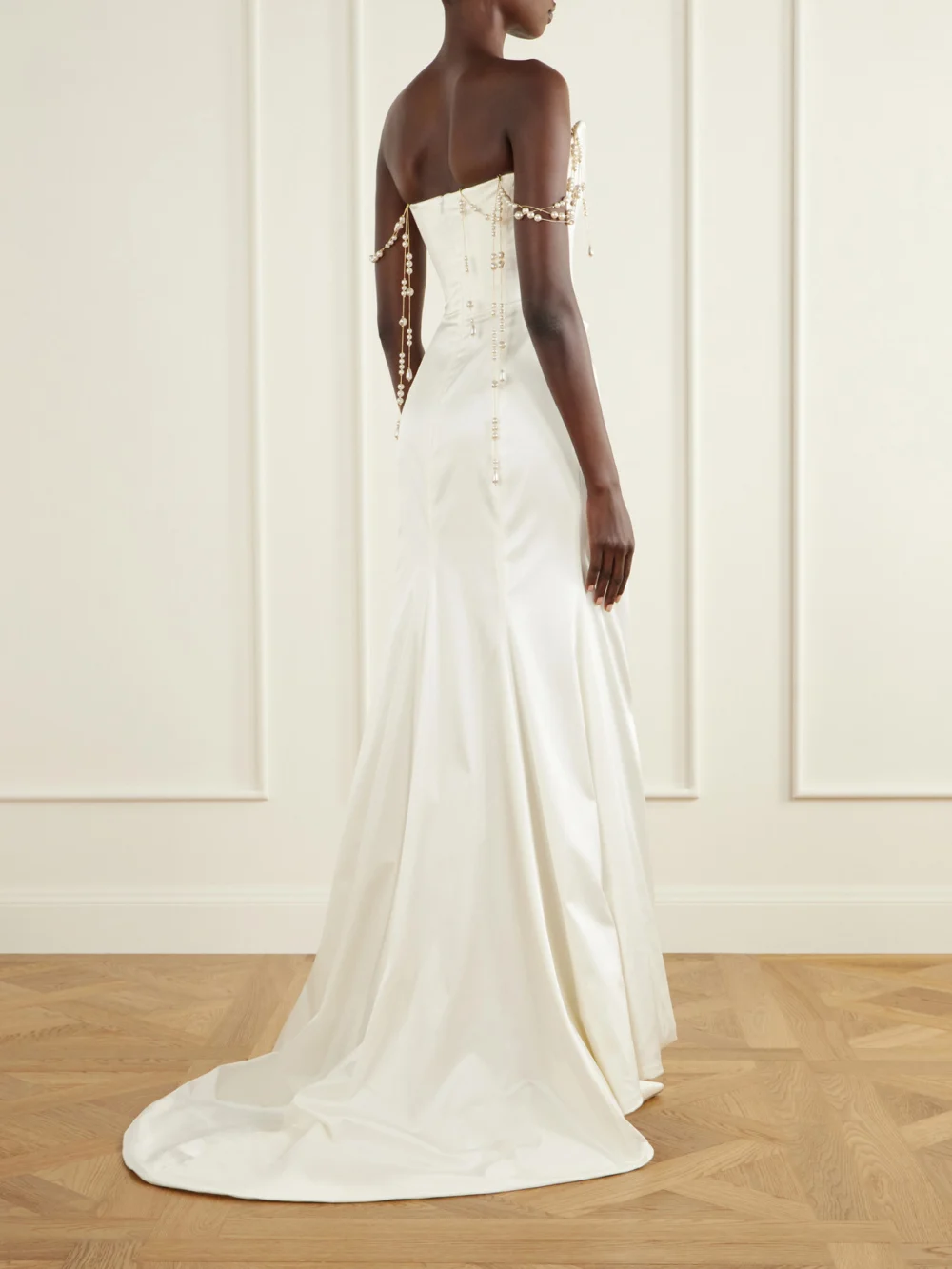 Back view of the Vivienne Westwood Pearl-embellished Satin Gown