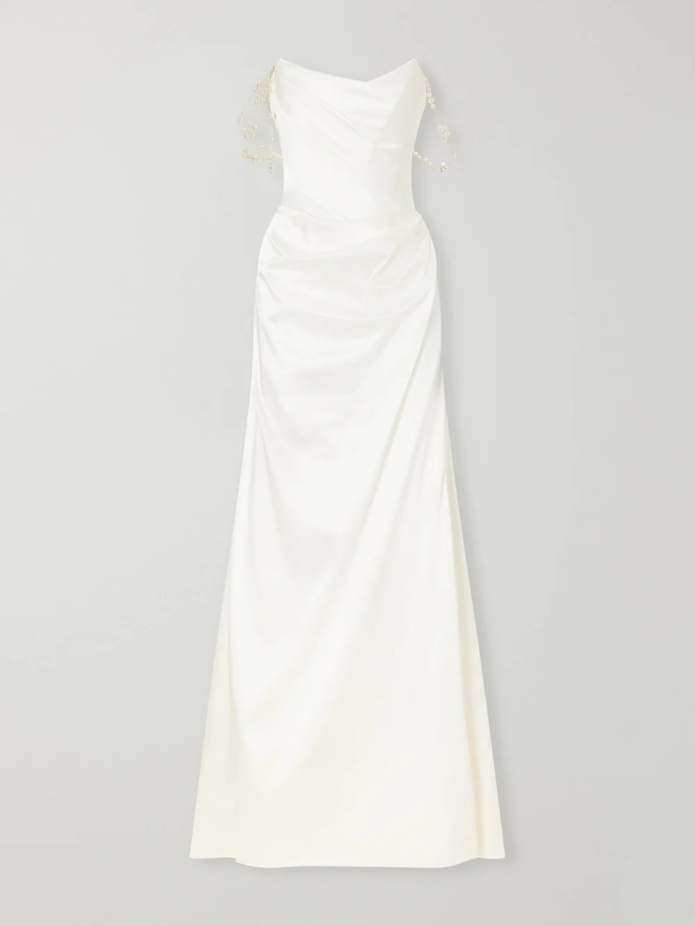 Vivienne Westwood Pearl-embellished Satin Gown in white