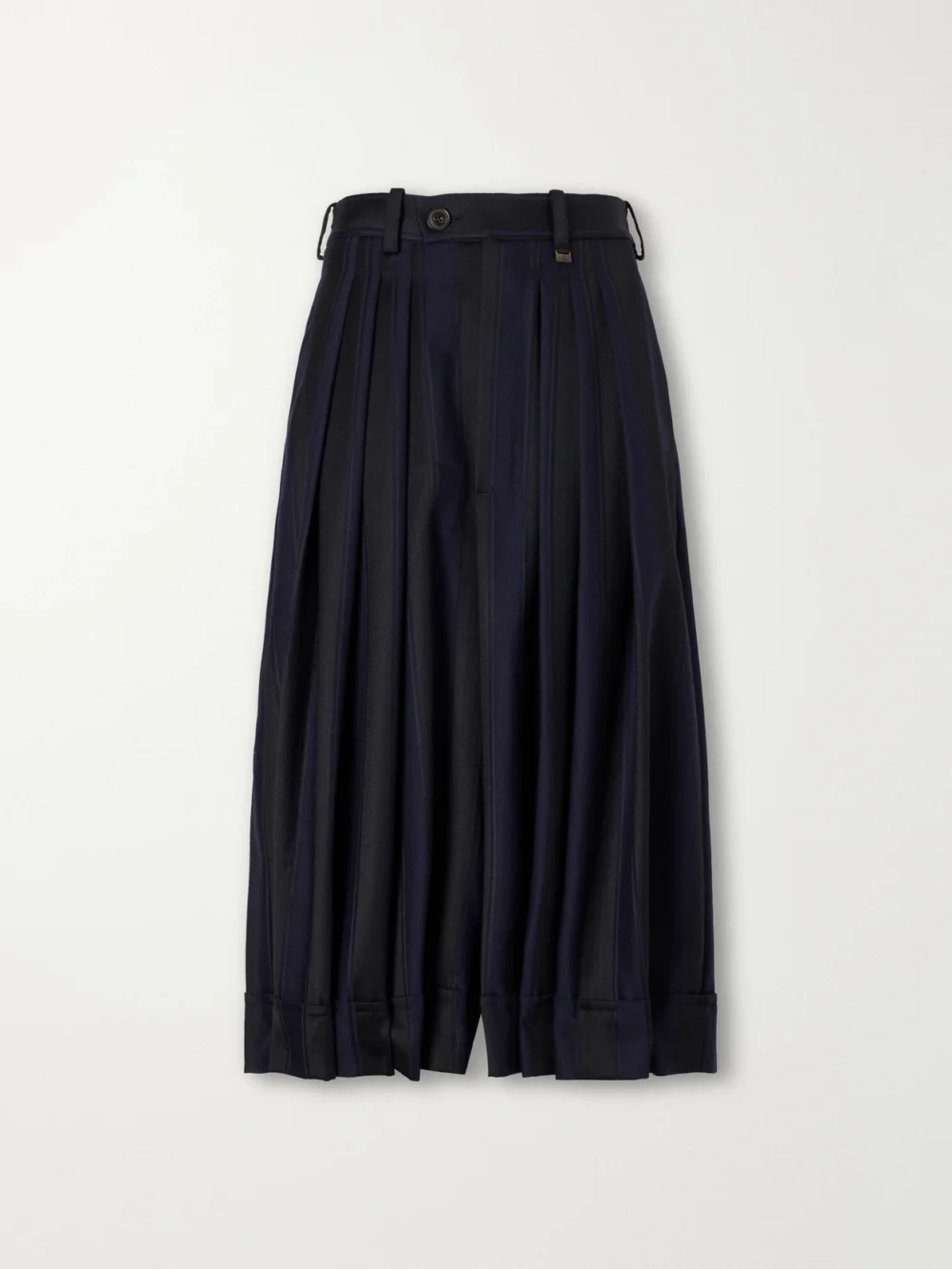 Vivienne Westwood Striped Satin-wool Culotte Shorts in midnight blue