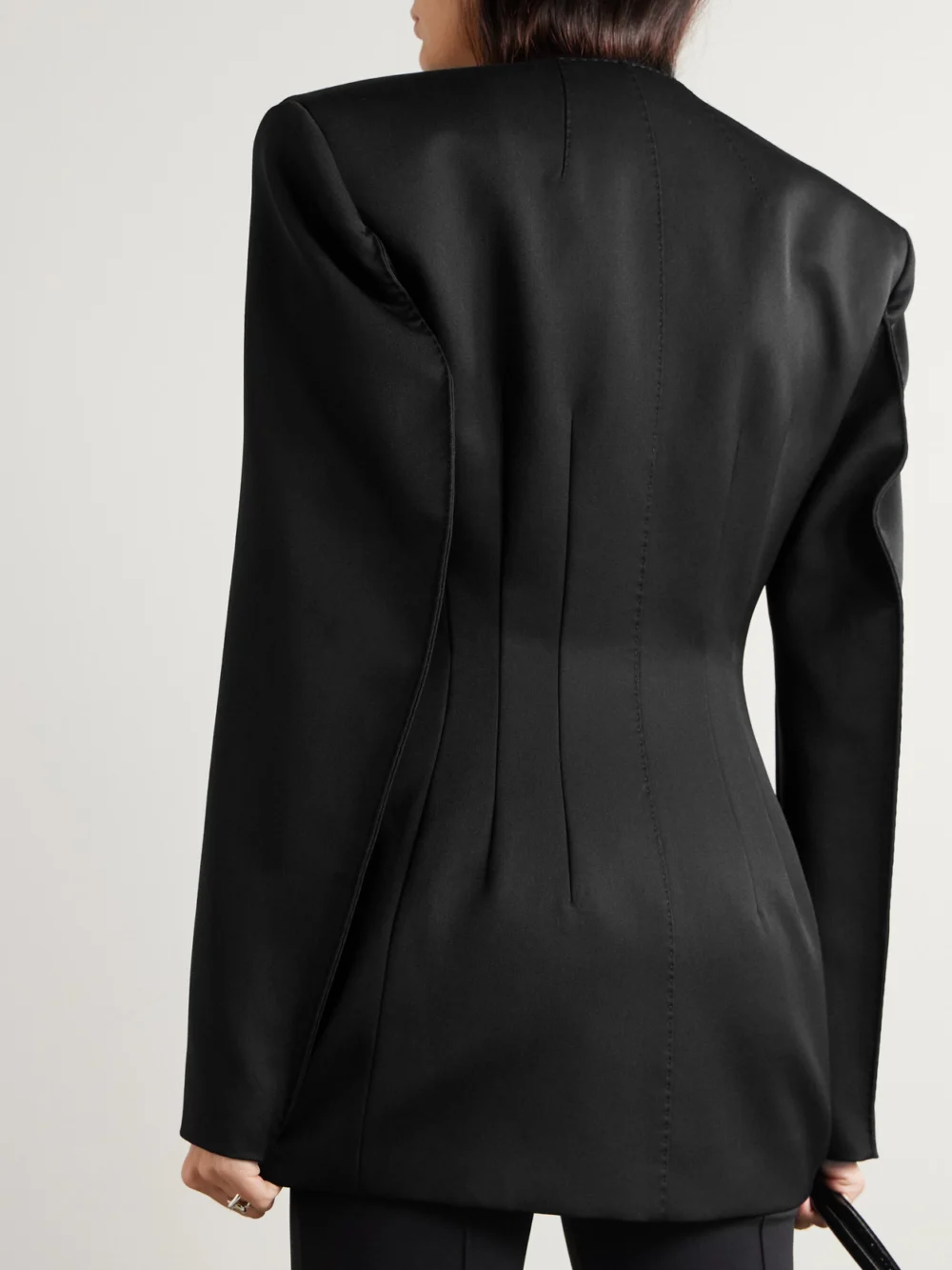 Back view of the WARDROBE.NYC + Rhw Double-breasted Twill Mini Dress