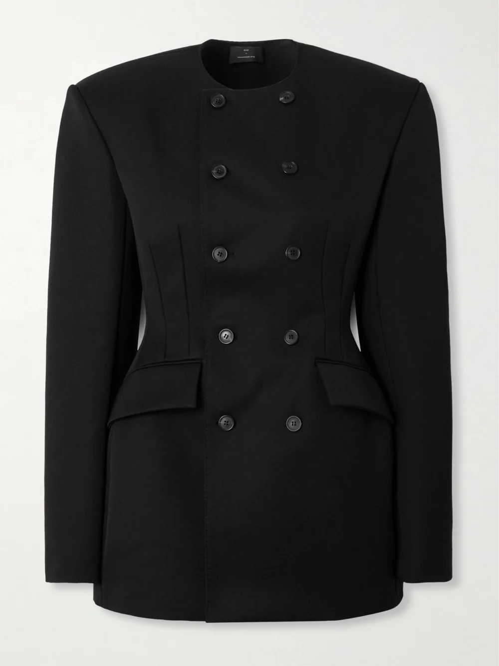 WARDROBE.NYC + Rhw Double-breasted Twill Mini Dress in black