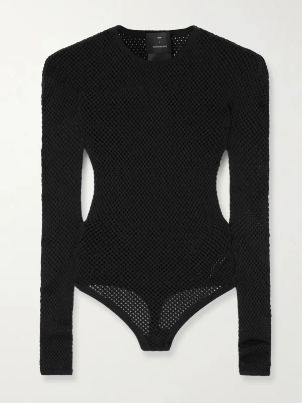 WARDROBE.NYC + Rhw Web Wool-blend Fishnet Bodysuit