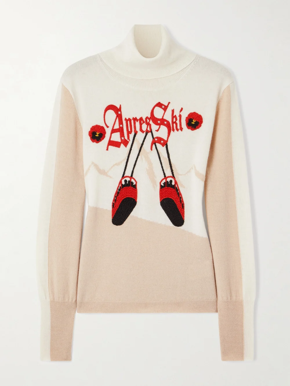 We Norwegians + Markarian Aprés Ski Embroidered Jacquard-knit Wool and Cashmere-blend Turtleneck Sweater in cream