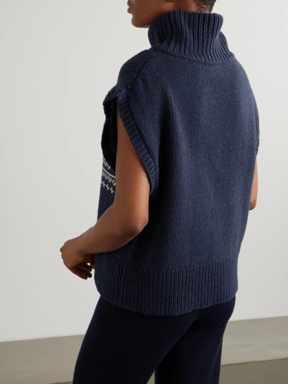 Back view of the We Norwegians Setesdal Merino Wool and Cashmere-blend Turtleneck Vest