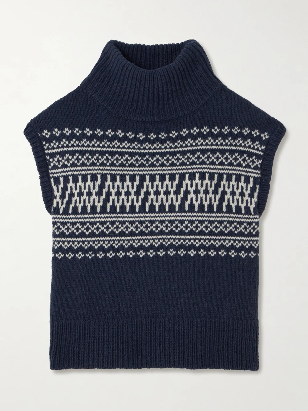 We Norwegians Setesdal Merino Wool and Cashmere-blend Turtleneck Vest in navy