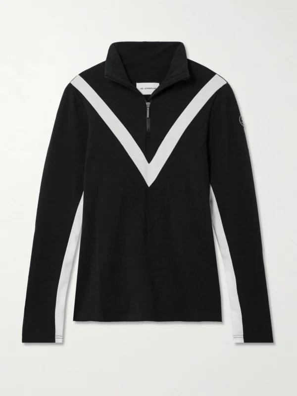We Norwegians Voss Striped Merino Wool-blend Piqué Ski Top