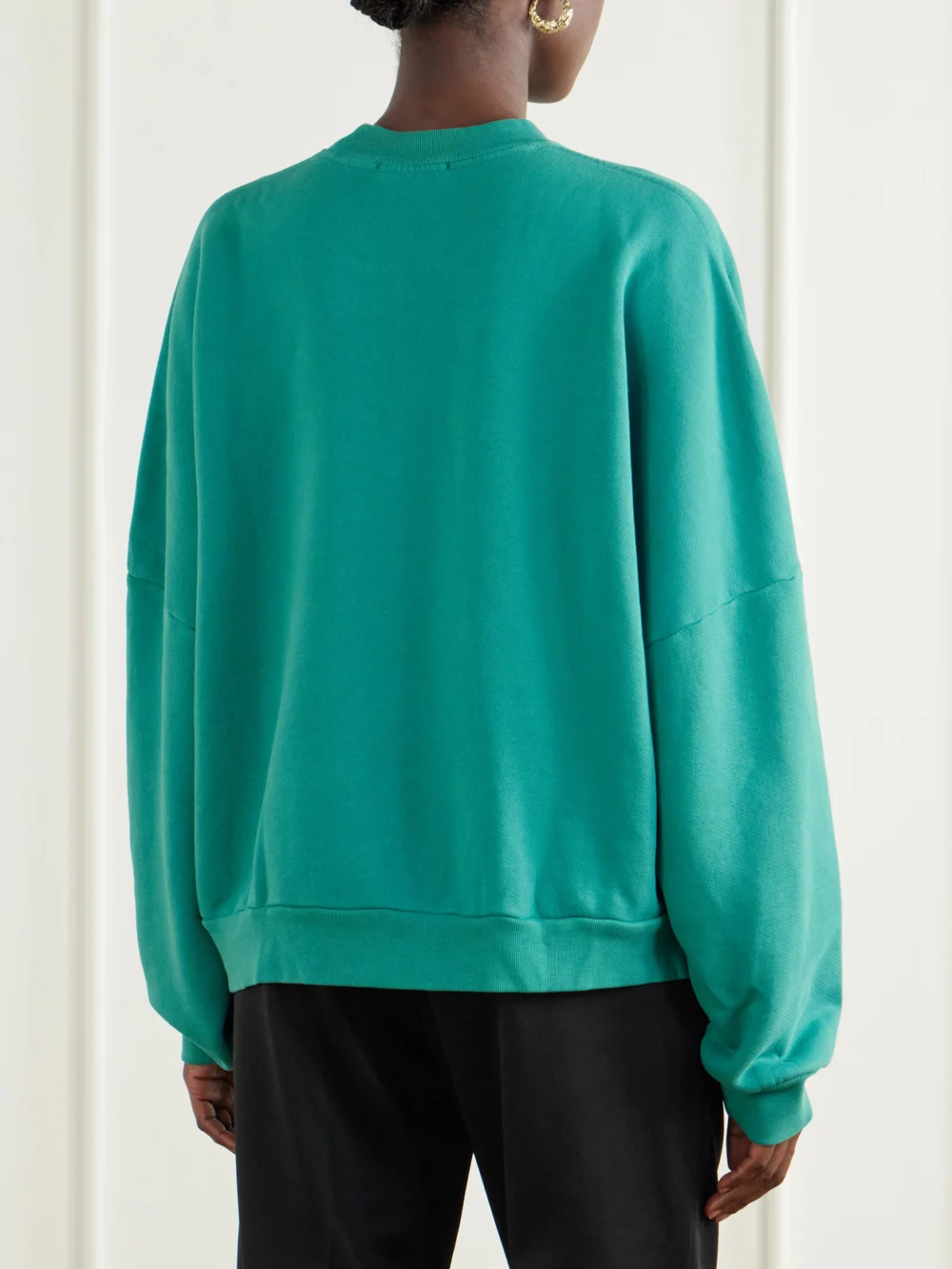 Back view of the Willy Chavarria Chavantino Logo-embroidered Cotton-jersey Sweatshirt