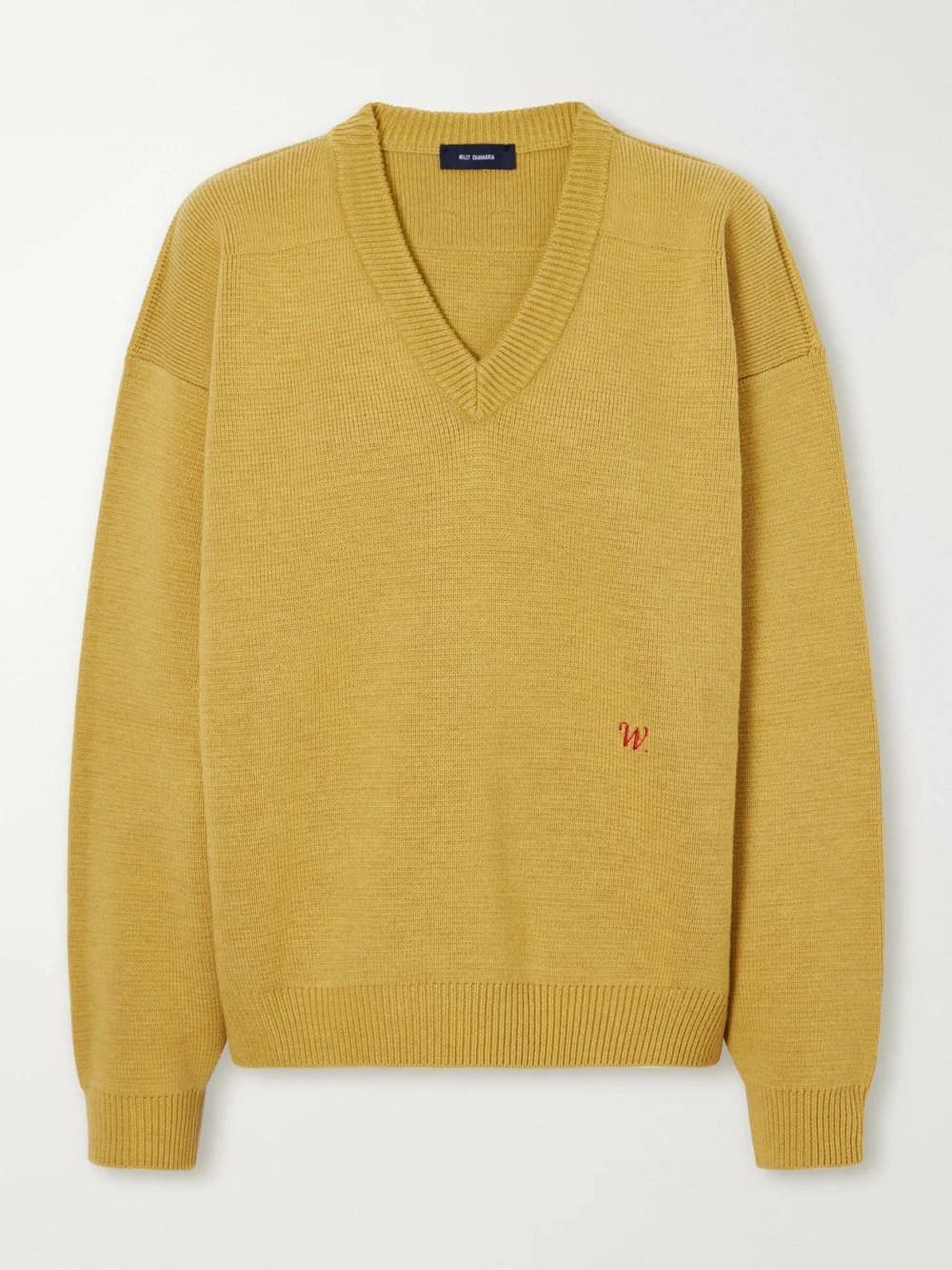 Willy Chavarria Chavarria Logo-embroidered Rib-trimmed Wool Sweater in yellow