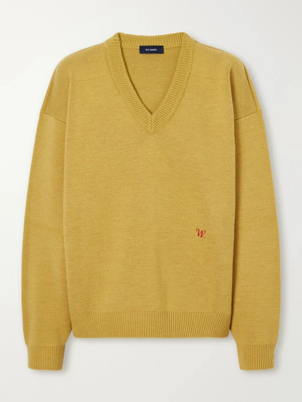 Willy Chavarria Chavarria Logo-embroidered Rib-trimmed Wool Sweater
