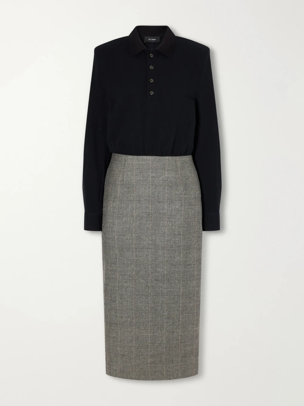 Willy Chavarria Polo Wool-blend Piqué and Prince of Wales Checked Midi Dress in multi
