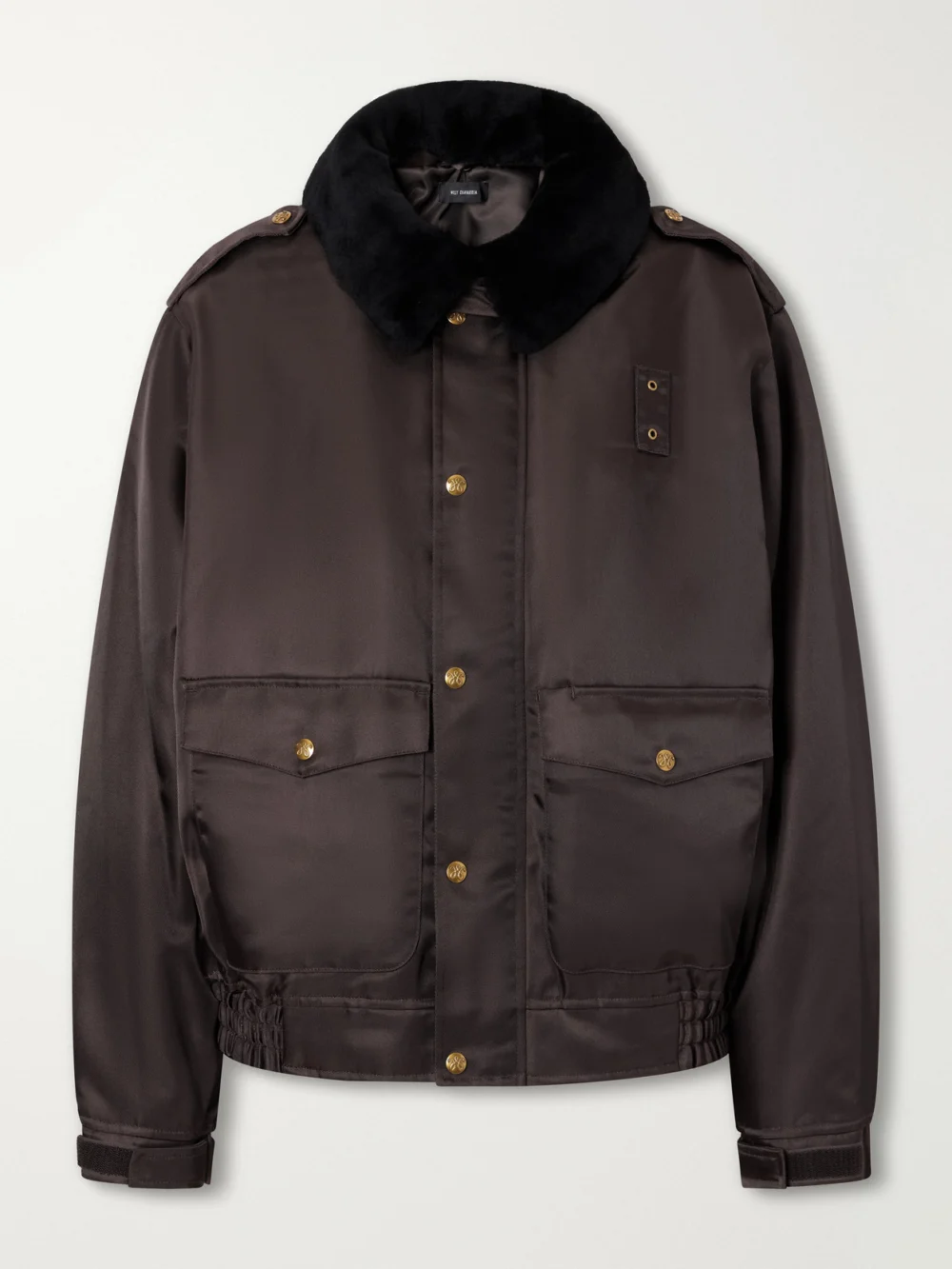 Willy Chavarria Uniform Plush-trimmed Twill Bomber Jacket in dark brown