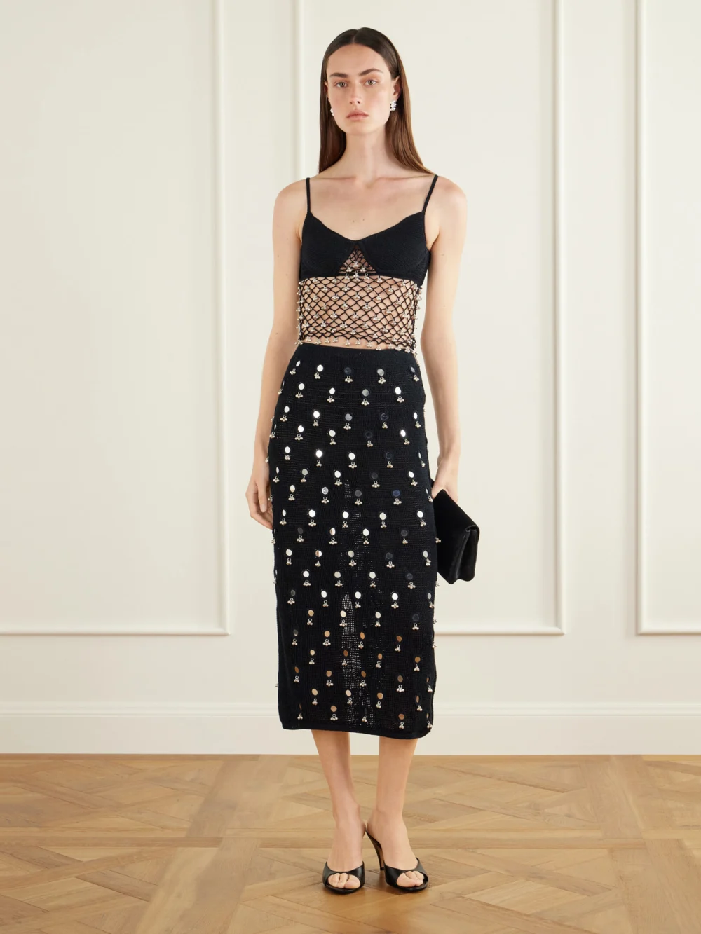 Yoshita 1967 Catherine Embellished Cotton Crochet-knit Top, worn by a model