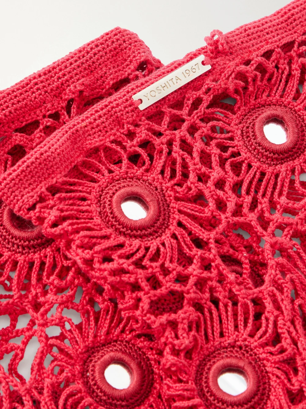 Close-up detail of the Yoshita 1967 Embellished Cotton Crochet-knit Stockings