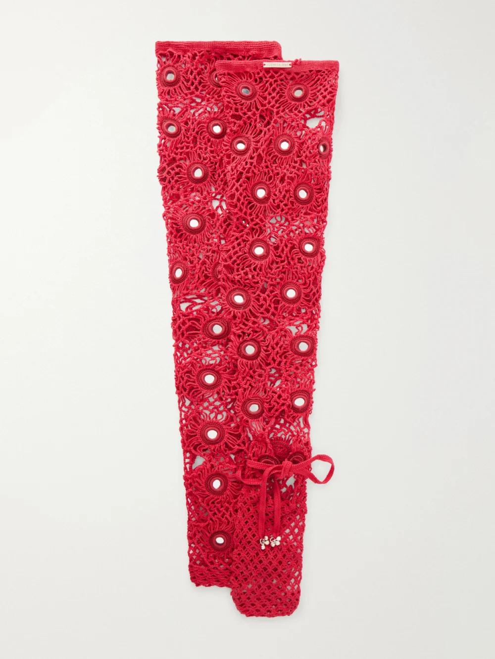 Yoshita 1967 Embellished Cotton Crochet-knit Stockings in red