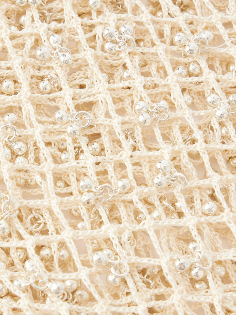 Close-up detail of the Yoshita 1967 Embellished Crocheted Cotton Scarf