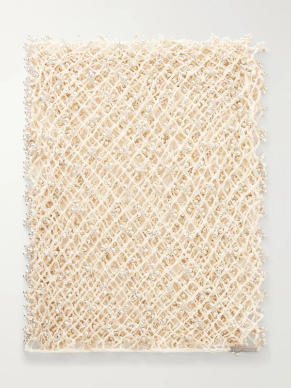Yoshita 1967 Embellished Crocheted Cotton Scarf