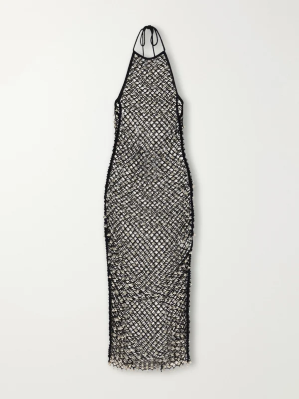 Yoshita 1967 Jhanjar Embellished Cotton Crochet-knit Halterneck Midi Dress