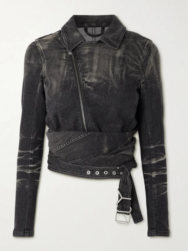 Y/Project Cutout Bleached Denim Wrap Jacket