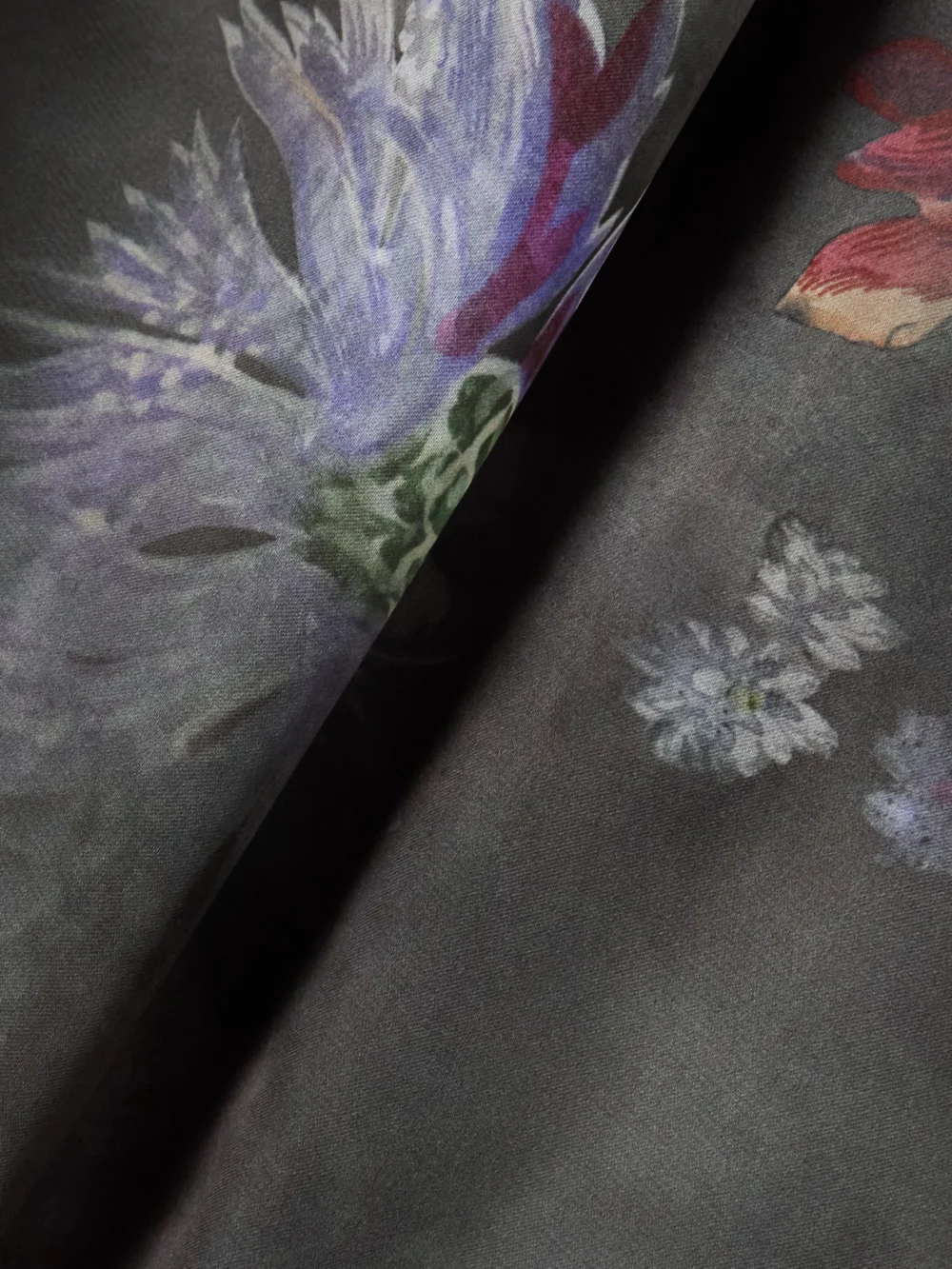 Close-up detail of the Y/Project Floral-print Recycled-satin Mini Dress