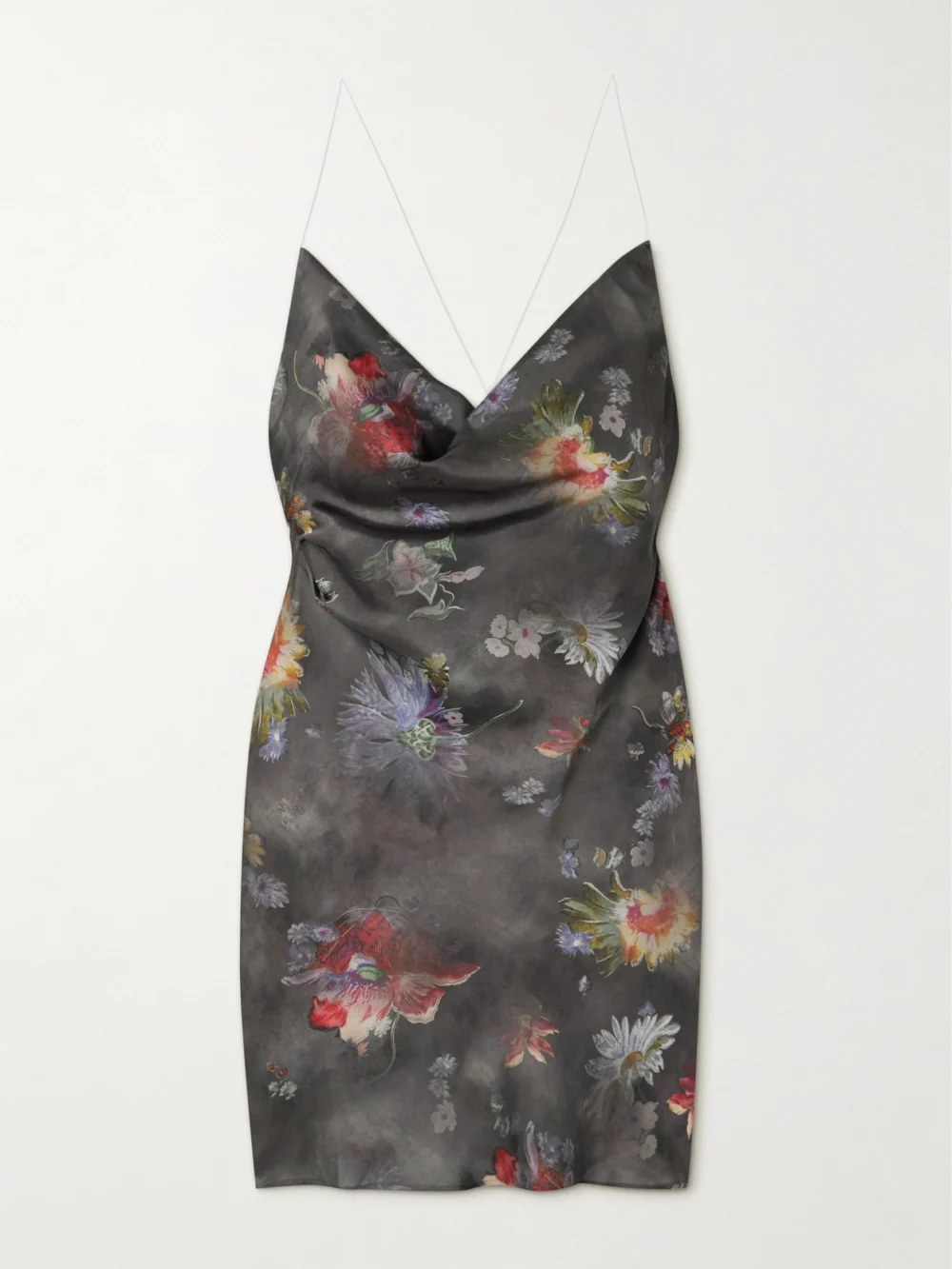 Y/Project Floral-print Recycled-satin Mini Dress in gray