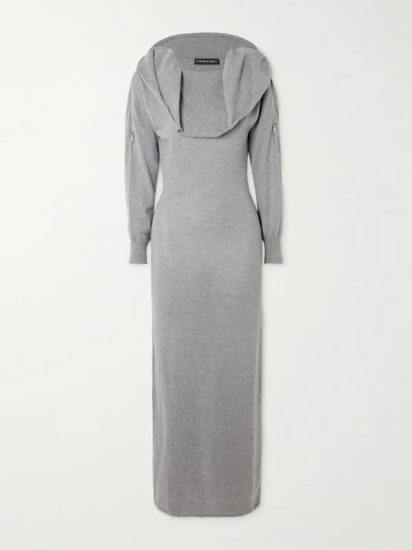 Y/Project Hooded Zip-detailed Merino Wool Maxi Dress
