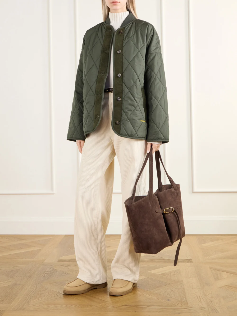 Yves Salomon Paneled Suede Ankle Boots, styled view