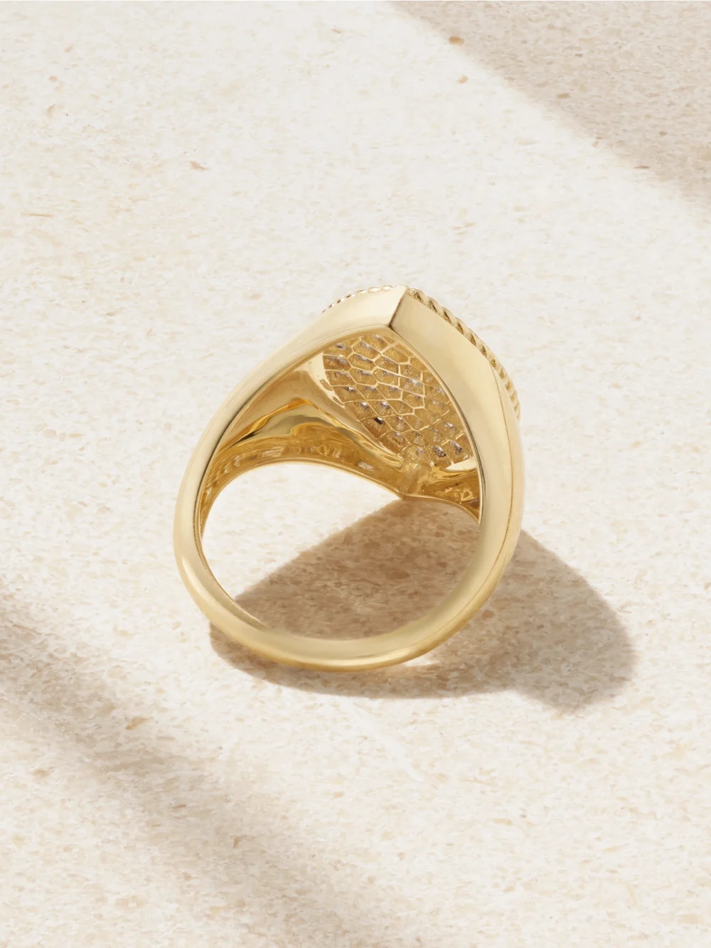 Back view of the Yvonne Léon Chevalière Marquise 18-karat Gold Diamond Signet Ring