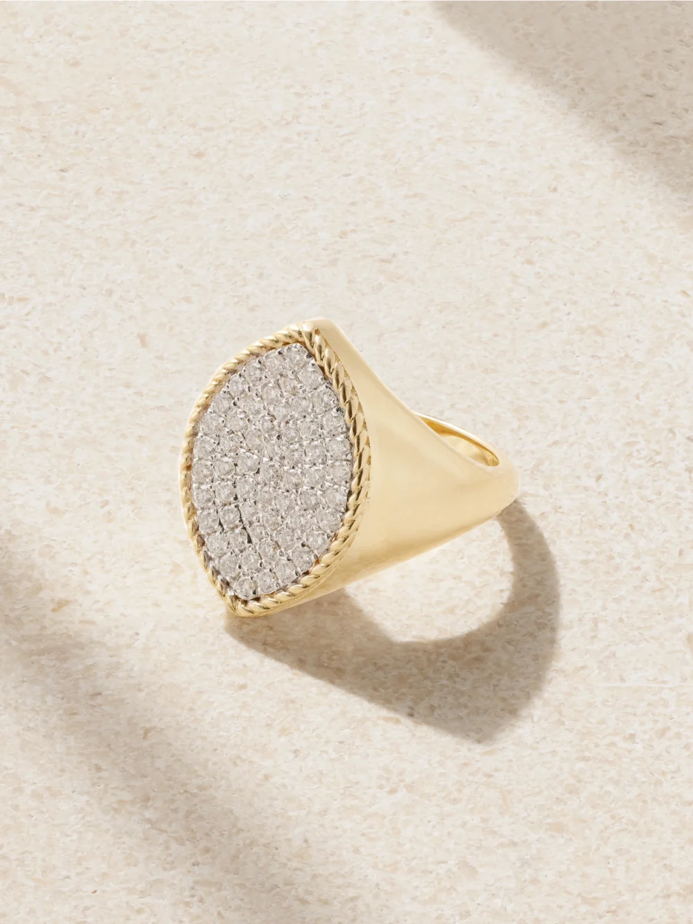 Yvonne Léon Chevalière Marquise 18-karat Gold Diamond Signet Ring in silver